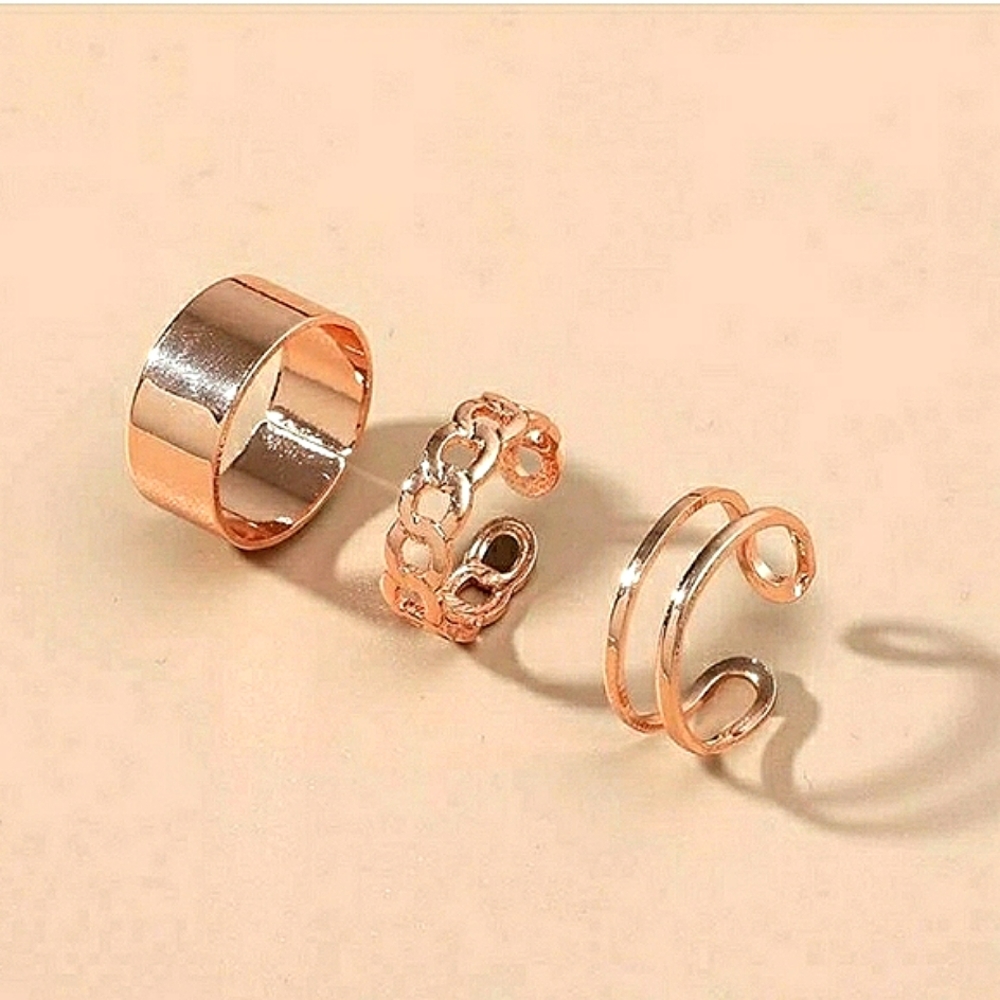 Rose gold cuff rings, set of three, NWOT